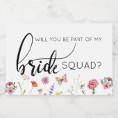 bruidsmeisje voorstel wilde bloemen mousserende wi sparkling wijnetiket (Enkel label)