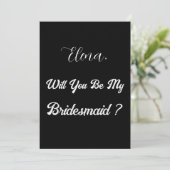 Bruidsmeisje voorstel zwart wit minimale bruiloft kaart (Staand voorkant)