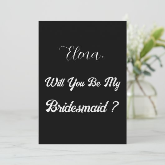 Bruidsmeisje voorstel zwart wit minimale bruiloft kaart (Staand voorkant)