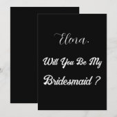 Bruidsmeisje voorstel zwart wit minimale bruiloft kaart (Voorkant / Achterkant)