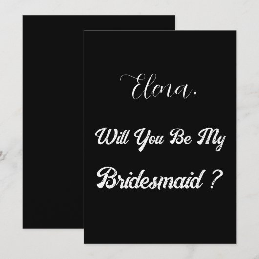 Bruidsmeisje voorstel zwart wit minimale bruiloft kaart (Voorkant / Achterkant)