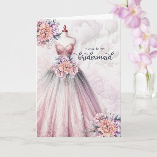 Bruidsmeisje vraag Blush Roze Botanische Jurk Kaart (Orchidee)
