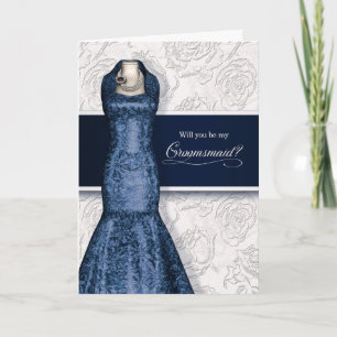 Bruidsmeisje vraagt Navy Blue en witte rozen