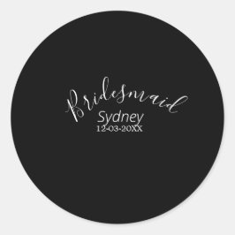 Bruidsmeisje vrijgezellenfeest voeg naam modern to ronde sticker