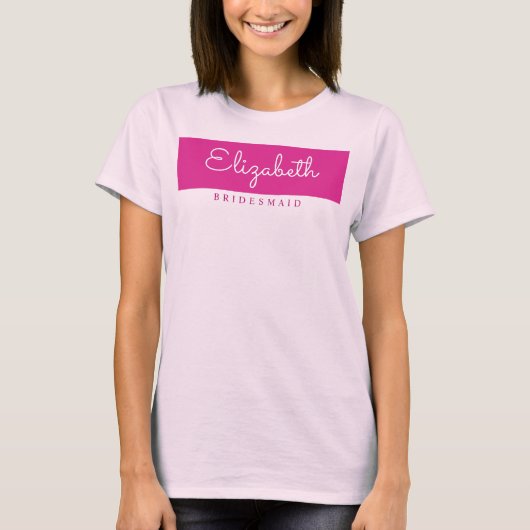 Bruidsmeisje Vrouwen Modern Bord Roze Bachelorette T-shirt (Voorkant)