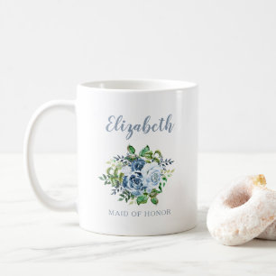 Bruidsmeisje Waterverf Bloemige Stofblauwe Huwelij Koffiemok