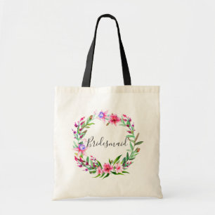 Bruidsmeisje. Waterverf tropische bloem bruiloft Tote Bag