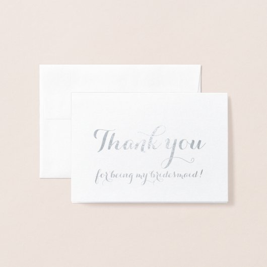 Bruidsmeisje White Wedding Dank u Folie Kaarten (Voorkant met envelop)