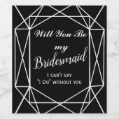 Bruidsmeisje Wijnlabel, Bruidsmeisje geometrisch Wijn Etiket (Enkel label)