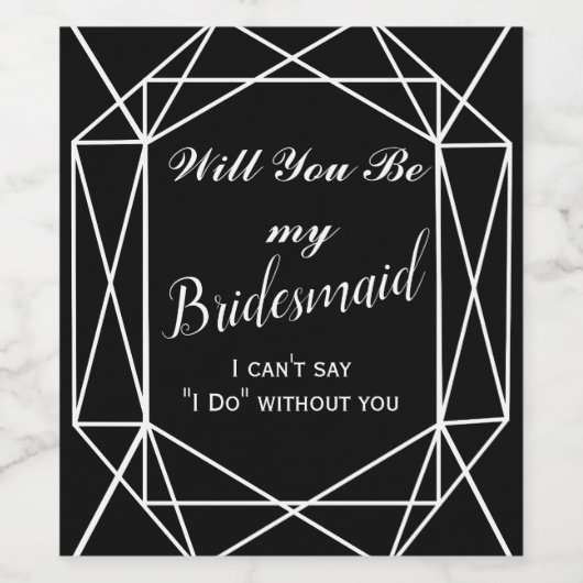 Bruidsmeisje Wijnlabel, Bruidsmeisje geometrisch Wijn Etiket (Enkel label)