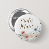 Bruidsmeisje | Wilde Bloem Bruiloft Feest Ronde Button 5,7 Cm (Voorkant /achterkant)