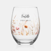 Bruidsmeisje wilde bloemen beige roze wijnglas zonder voet (Achterkant)