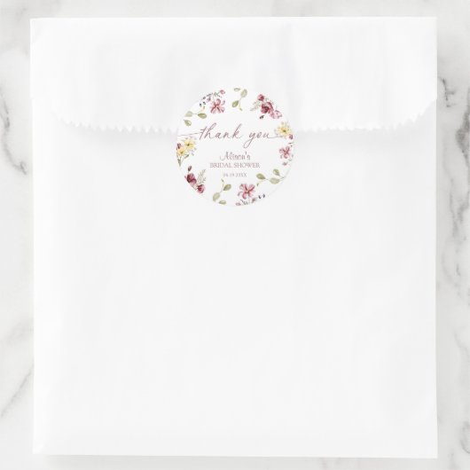 Bruidsmeisje Wildflower Calligraphy Mauve Ronde Sticker (Tas)