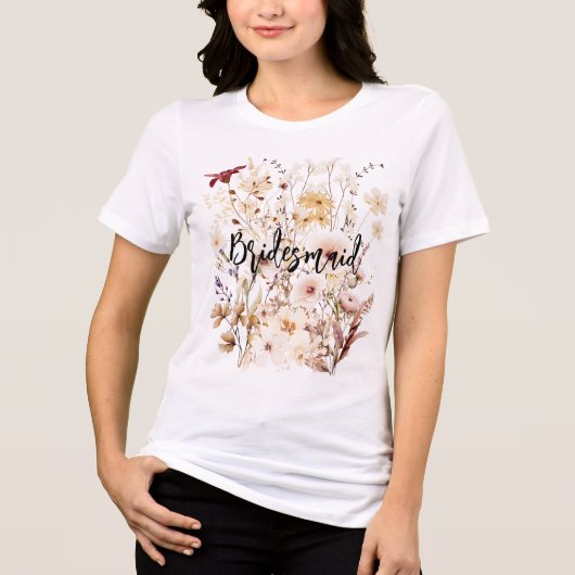 Bruidsmeisje wildflower tuin botanische liefhebber Tri-Blend shirt (Voorkant)