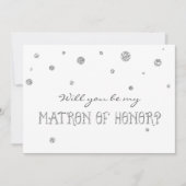 Bruidsmeisje Witte & Zilveren Glitter Stippen Kaar Kaart (Voorkant)