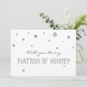 Bruidsmeisje Witte & Zilveren Glitter Stippen Kaar Kaart (Staand voorkant)