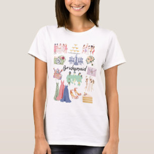 Bruidsmeisje Zachte Aquarel Huwelijksbeelden T-shirt