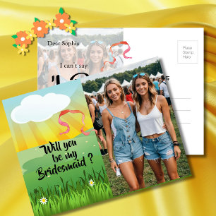 Bruidsmeisje zal je mijn moderne rustieke festival uitnodiging briefkaart