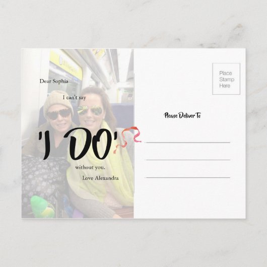 Bruidsmeisje zal je mijn moderne rustieke festival uitnodiging briefkaart (Achterkant)