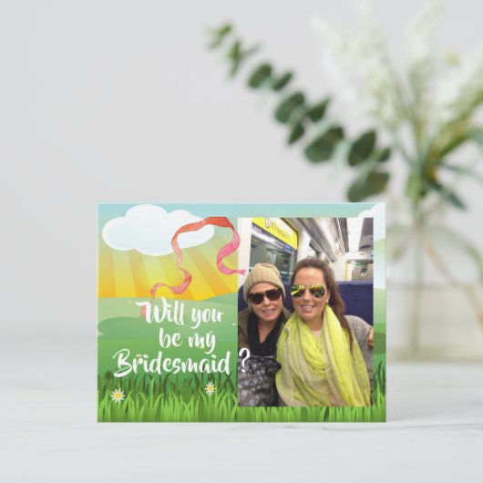 Bruidsmeisje zal je mijn moderne rustieke festival uitnodiging briefkaart (Staand voorkant)