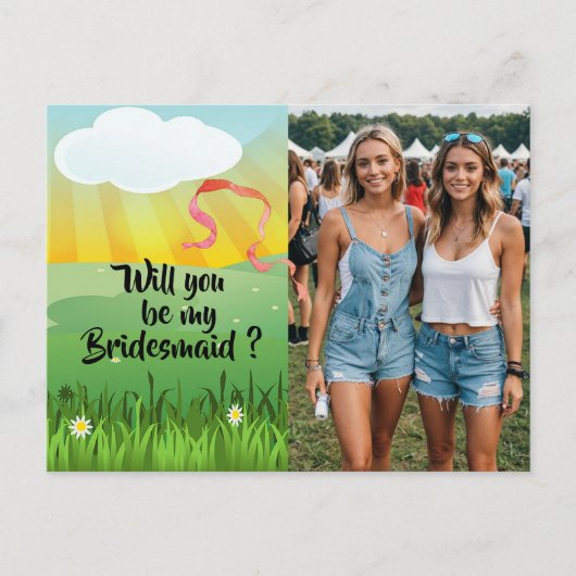 Bruidsmeisje zal je mijn moderne rustieke festival uitnodiging briefkaart (Voorkant)