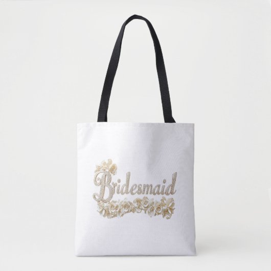 Bruidsmeisje Zilver Glitter Witte Rozen Tote Bag (Voorkant)