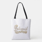 Bruidsmeisje Zilver Glitter Witte Rozen Tote Bag (Achterkant)