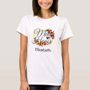 Bruidsmeisje Zonnebloemen Rozen Bloemstuk T-shirt