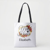 Bruidsmeisje zonnebloemen rozen gouden frame bruil tote bag (Voorkant)