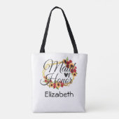 Bruidsmeisje zonnebloemen rozen gouden frame bruil tote bag (Achterkant)