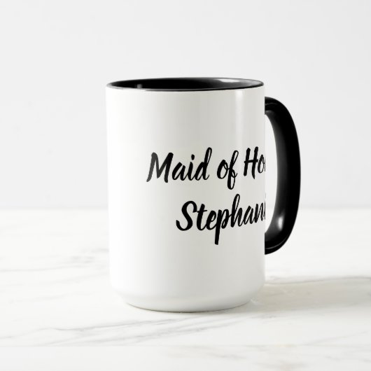 Bruidsmeisje Zwart Elegant Script Trouwmok Mok (Voorkant rechts)