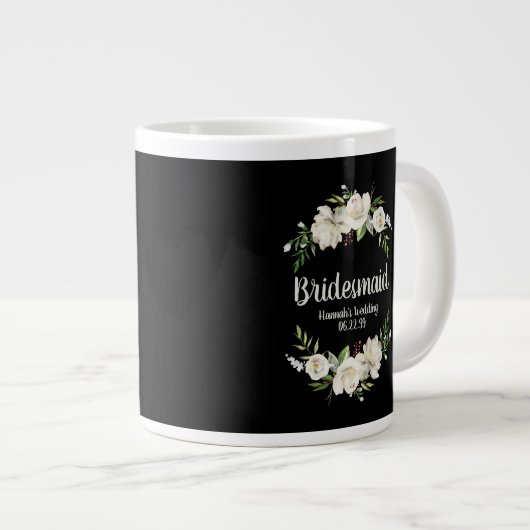 Bruidsmeisje zwart en wit Bloemen Huwelijk Welkom Grote Koffiekop (Voorkant rechts)