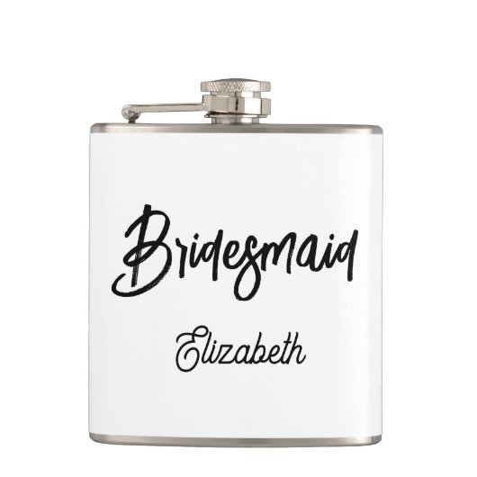 Bruidsmeisje Zwart Wit Bruiloft  Heupfles (Voorkant)