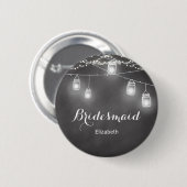 Bruidsmeisje Zwart Wit Bruiloft Slinger Lichtjes Ronde Button 5,7 Cm (Voorkant /achterkant)