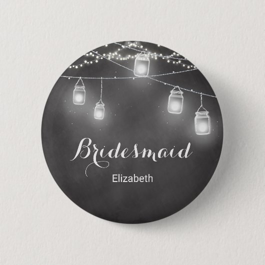 Bruidsmeisje zwart wit bruiloft string lichten ronde button 5,7 cm (Voorkant)