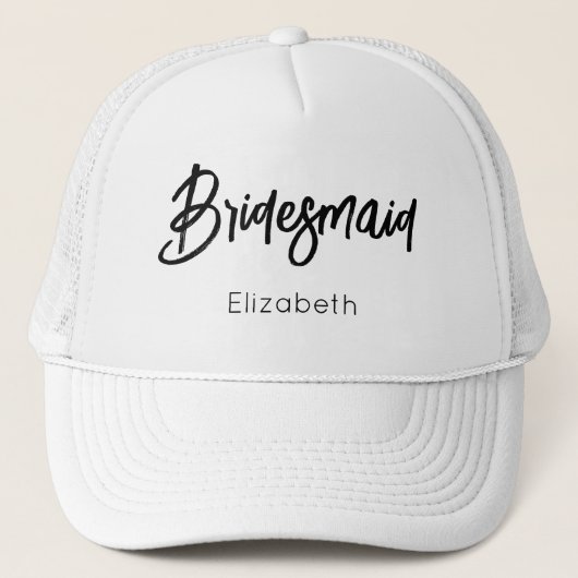 Bruidsmeisje Zwart Wit Bruiloft  Trucker Pet (Voorkant)