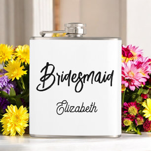 Bruidsmeisje Zwart Wit Huwelijk Heupfles