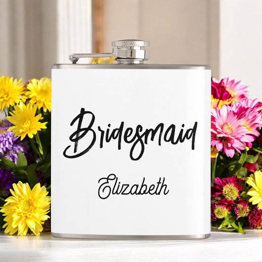 Bruidsmeisje Zwart Wit Huwelijk Heupfles