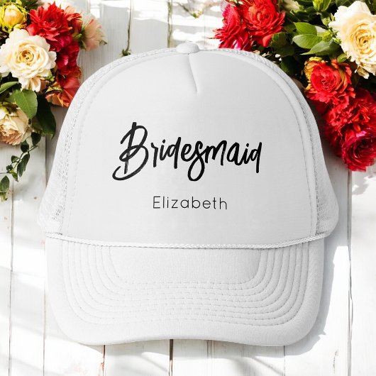 Bruidsmeisje Zwart Wit Huwelijk  Trucker Pet