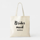 Bruidsmeisje Zwarte Script Persoonlijke naam Boods Tote Bag (Achterkant)