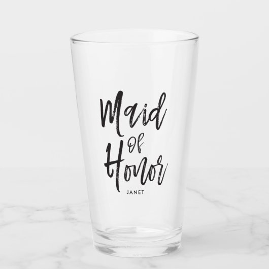 bruidsmeisje | Zwarte scriptstijl Glas (Voorkant)