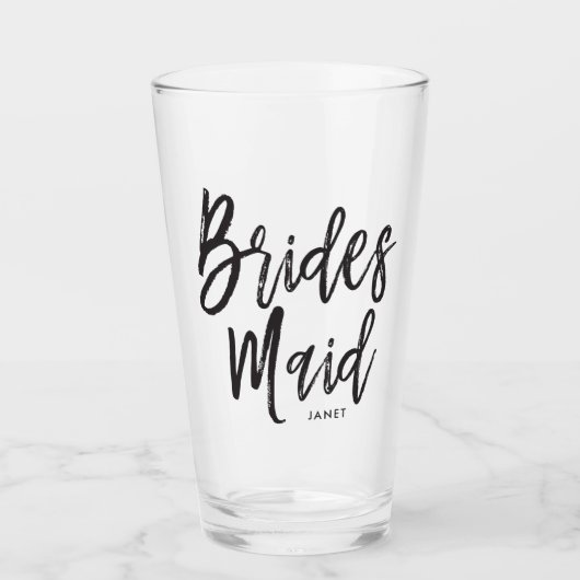 bruidsmeisje | Zwarte scriptstijl Glas (Voorkant)