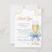 Bruidsmeisjeduivenduskaart met Parels & Prosecco Bedankkaart (Voorkant)