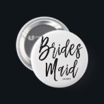 Bruidsmeisjes | Aangepaste bruiloft in zwarte Scri Ronde Button 5,7 Cm<br><div class="desc">Een beetje voor je ultra-speciale bridesmaïden.  Laat ze met plezier aan uw kant staan op uw speciale huwelijksdag met deze unieke persoonlijke naamknop.

Het kenmerkt de woorden "Bridesmaid"in een elegante tekst van de manuscriptstijl.</div>