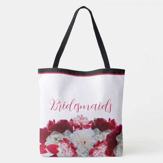 Bruidsmeisjes Bloemenpioenen multi Print Canvas ta Tote Bag (Achterkant)