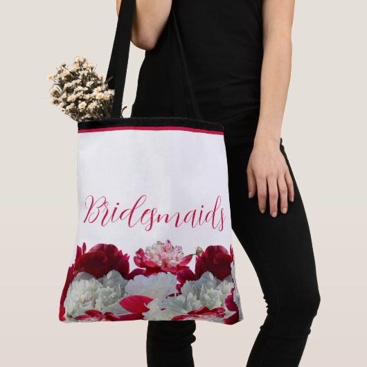 Bruidsmeisjes Bloemenpioenen multi Print Canvas ta Tote Bag (Dichtbij)