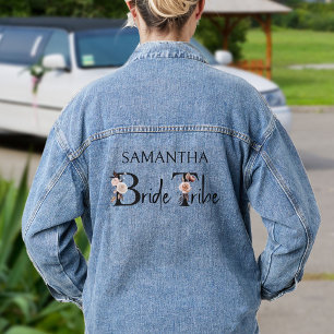 Bruidsmeisjes Bruid Stam Boho Bloem Letters Denim Jacket