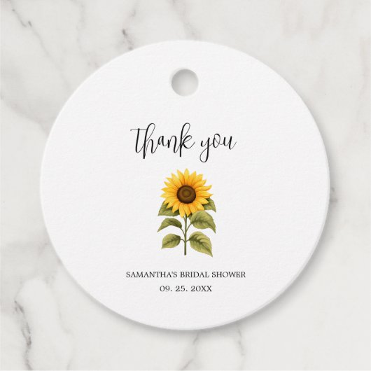 Bruidsmeisjes Bruiloft Zonnebloemen Bedankjes Labels (Voorkant)