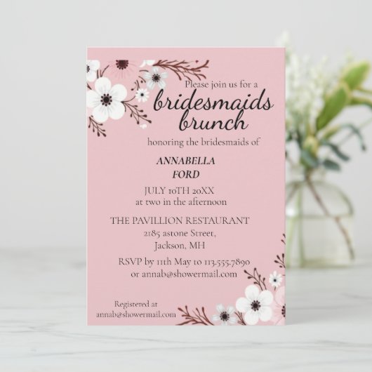bruidsmeisjes brunch kaart (Staand voorkant)