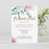 Bruidsmeisjes brunch roze floral glam vrijgezellen kaart (Staand voorkant)